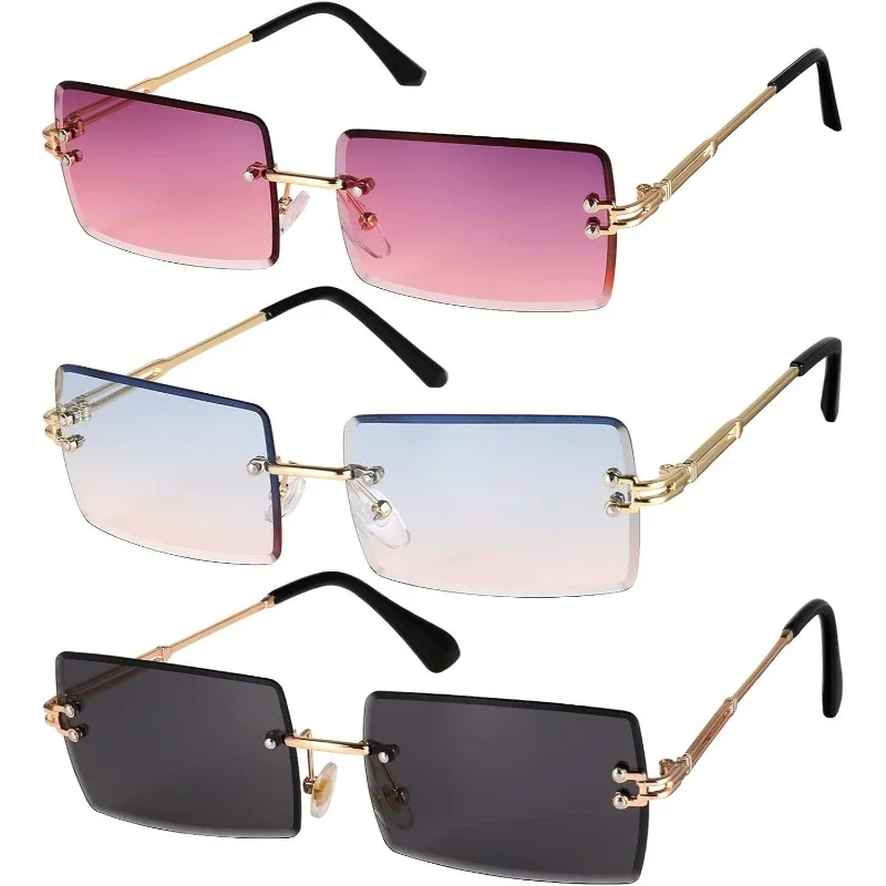 3-pares-de-Oculos-de-sol-retangulares-sem-armacao-para-homens-e-mulheres-Oculos-com-lentes-retangulares-e-armacao-de-metal