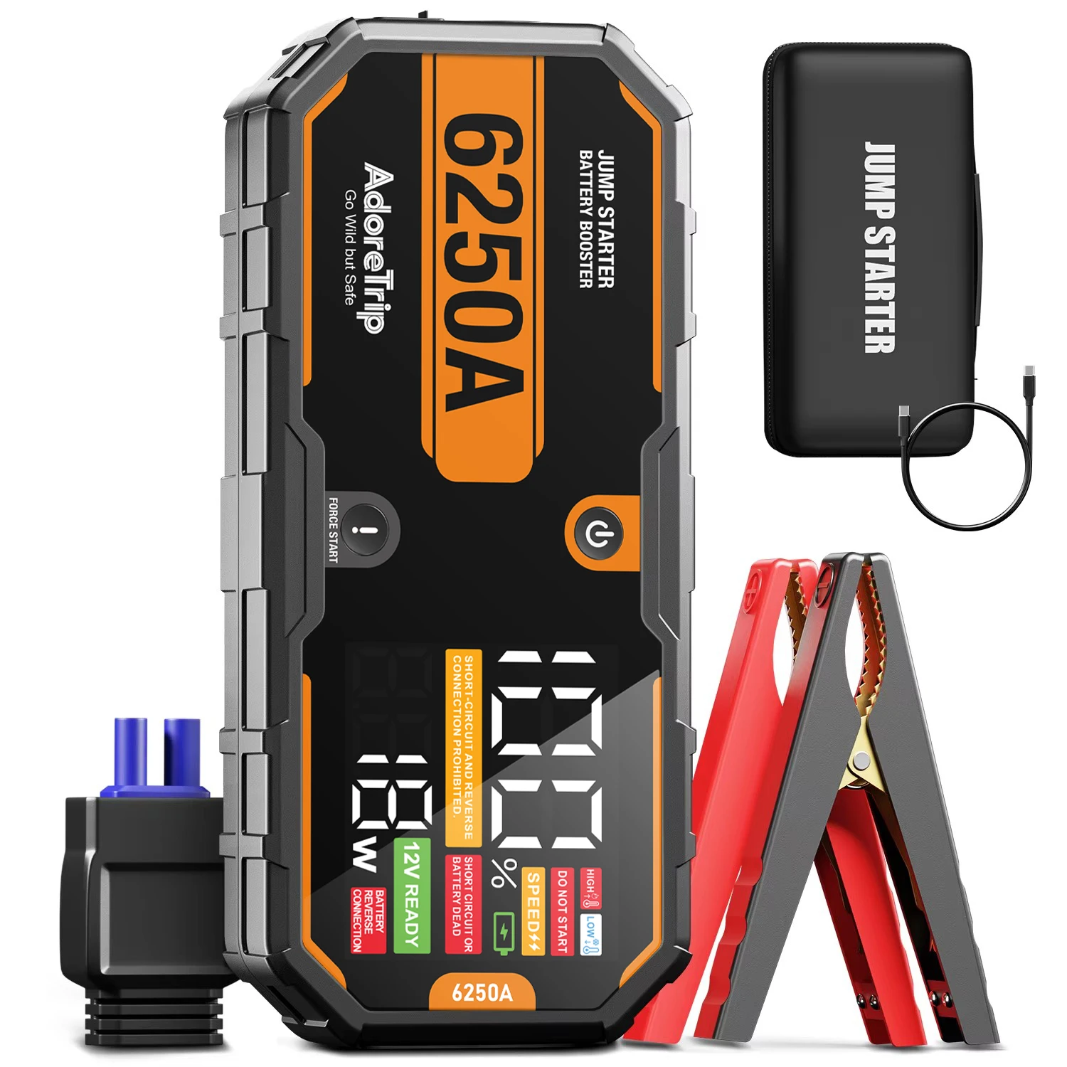 AdoreTrip Car 6250A Portable 12V  Jump Starter Power Bank 12V Auto Battery Charger Booster Starting Device With Led Light