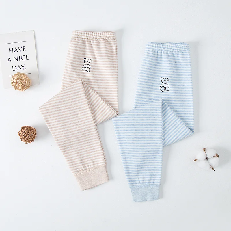 Children's 2PCS Boys Girls Long Johns Pure Cotton Spring and Autumn Leggings Polished Boneless Class A Thermal Pants Home Wool