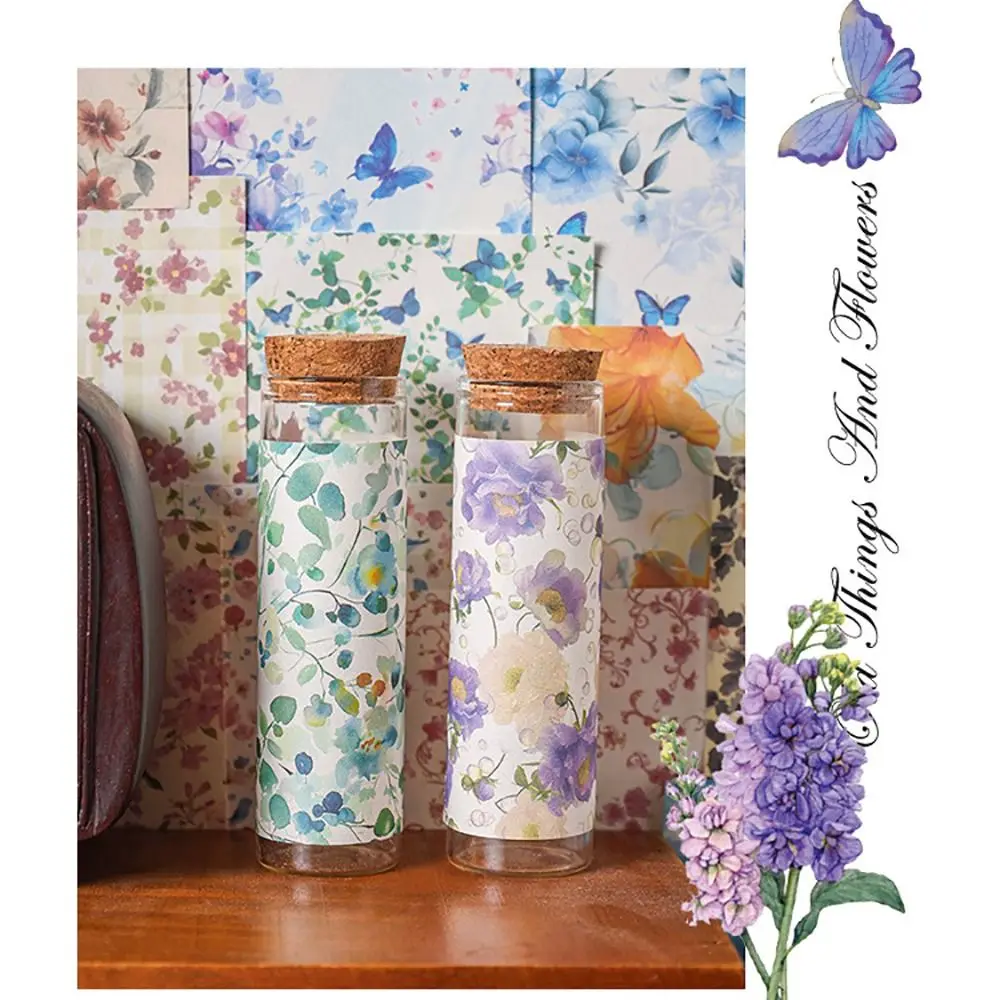 100 Uds. Notas no adhesivas con temática de vid y flores portátiles, notas de mensajes de papelería no adhesivas, Bloc de notas DIY