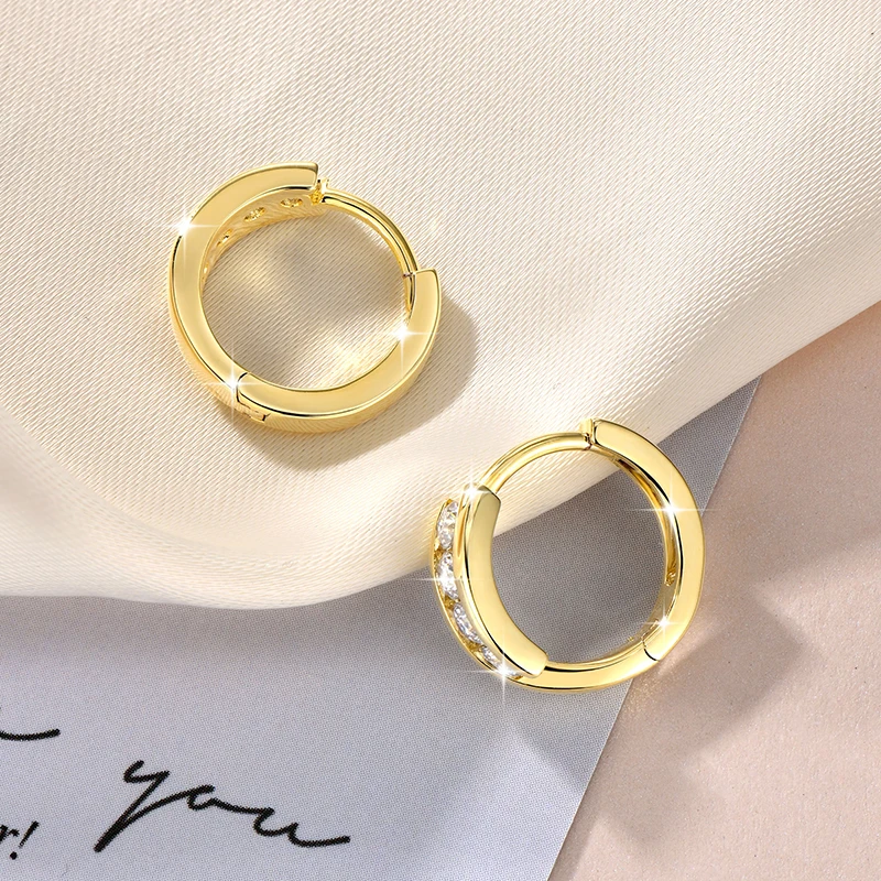 Lnngy zertifizierte 2,5 mm Moissanit-Ohrringe, 14 Karat Gold gefüllte Creolen für Damen, temperamentvoll, vielseitig, Damenschmuck, Geschenk – Detail 4