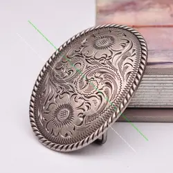 Sturdy Silver Huge BiG Western Flower Rodeo Ranger Rope Side Cowboy Cowgirl Leathercraft Belt Buckle Replacement fit 35mm