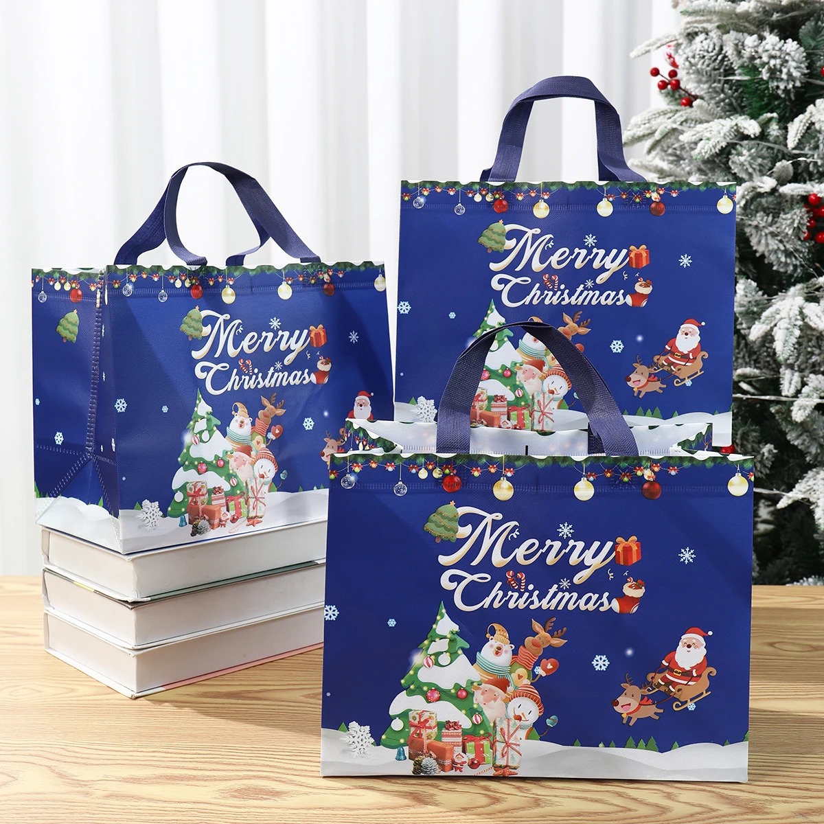 Christmas Gift Bags Merry Christmas Decoration for Home 2024 Xmas Non-woven Gift Bags Ornament Navidad Natal New Year Gift 2025