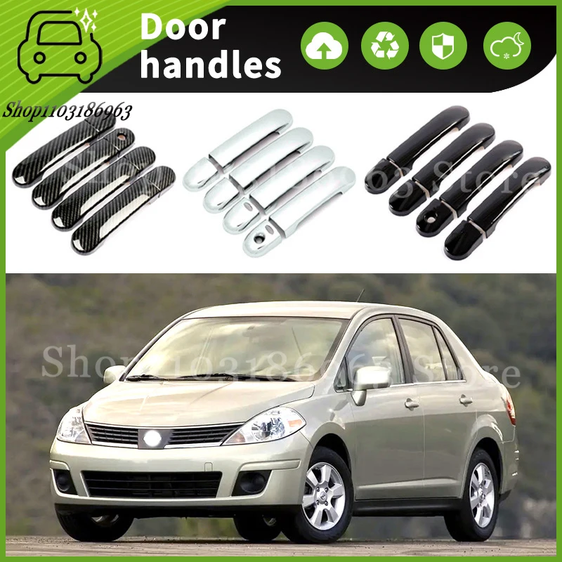 

For Nissan Versa C11 2006-2012 Gloss Black Chrome Car Door Handle Cover Trim Styling Accessories Car Stickers Auto Accessories