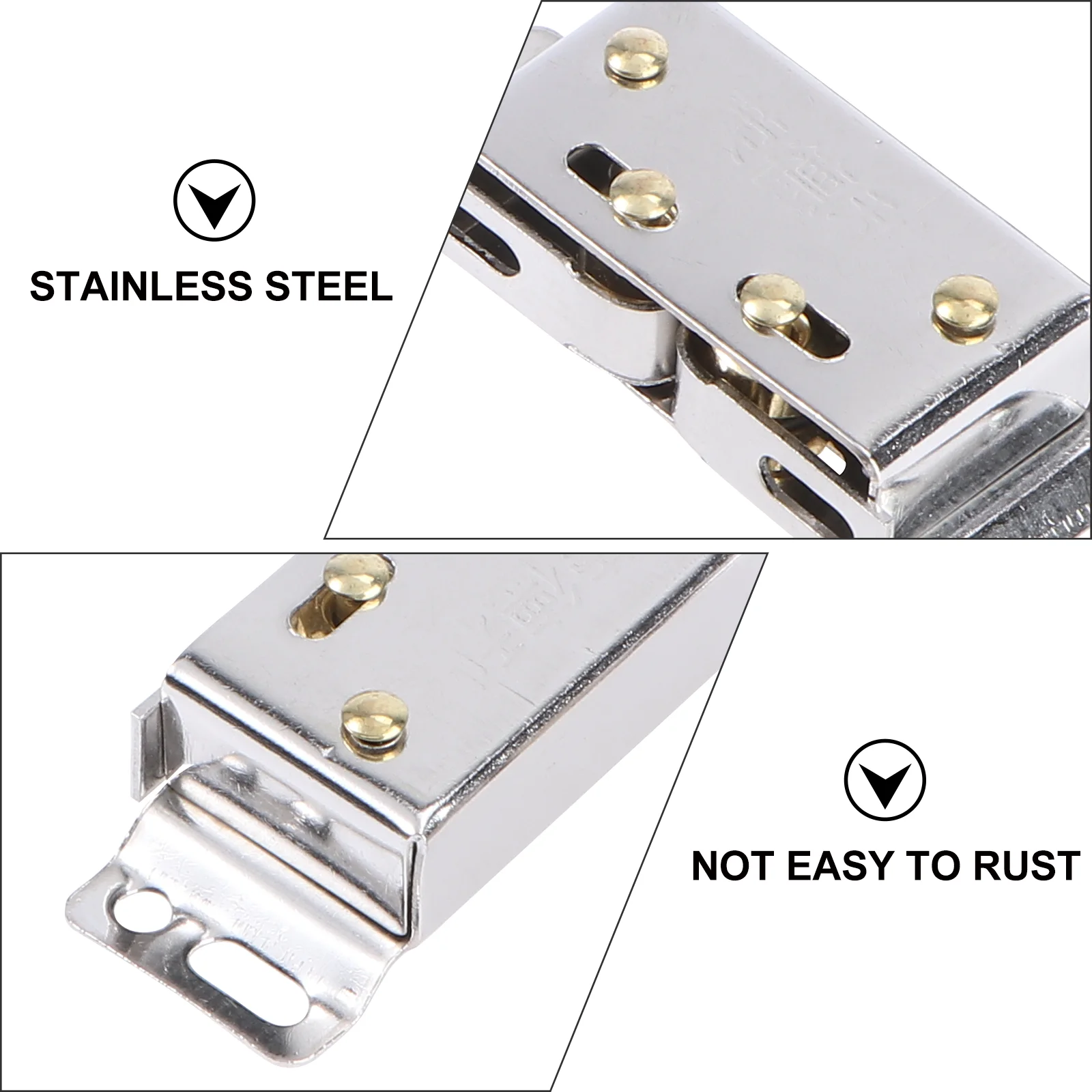 

10pcs Double Roller Buckle Stainless Steel Cabinet Door Catch Replacement Sturdy Beads for Kitchen Shoes Closet
