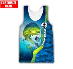 Custom name Mahi mahi fishing 3D Printed Mens Vest Fashion Sleeveless T-shirt summer streetwear Cool Unisex Tank Tops BX42