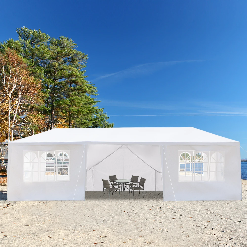 10'x30' Outdoor Party Tent met 8 verwijderbare witte zijwanden Waterdichte luifel Patio Bruiloft Gazebo