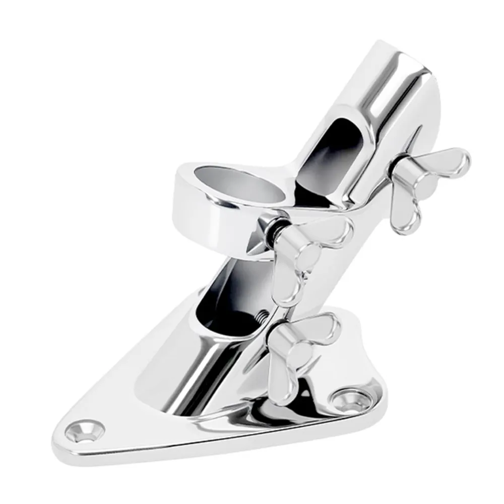 316 Stainless Steel Flagpole Bracket, 45° Dual‑Hole Wall Mount Base, Marine Boat Flag Holder for Yacht Outdoor Use