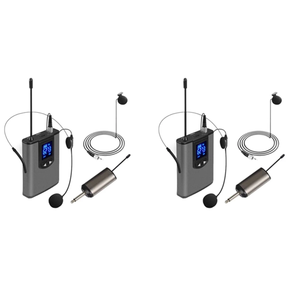 

B30C-2X UHF Portable Wireless Headset/ Lavalier Lapel Microphone With Bodypack Transmitter And Receiver 1/4 Inch Output