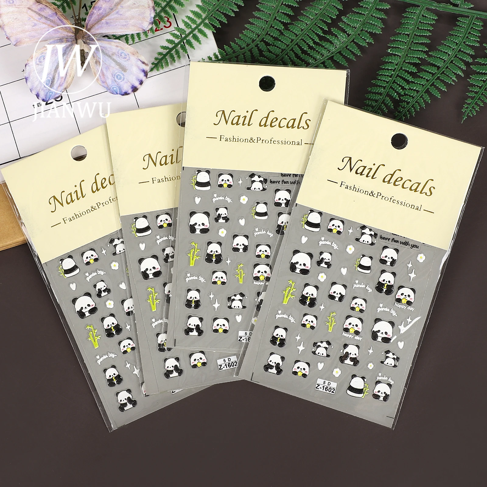 JIANWU 2 Pcs/set Cute 5D Panda Bamboo Landscape Material Collage Manicure PET Sticker Creative DIY Journal Scrapbook Stationery