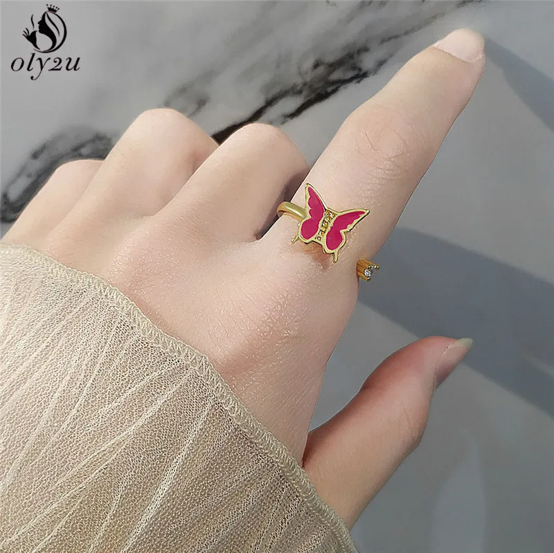 Anxiety Ring Figet Spinner Rings For Women Multiple Butterfly Charm Rotate Freely Spinning Anti Stress Accessories Jewelry Gifts