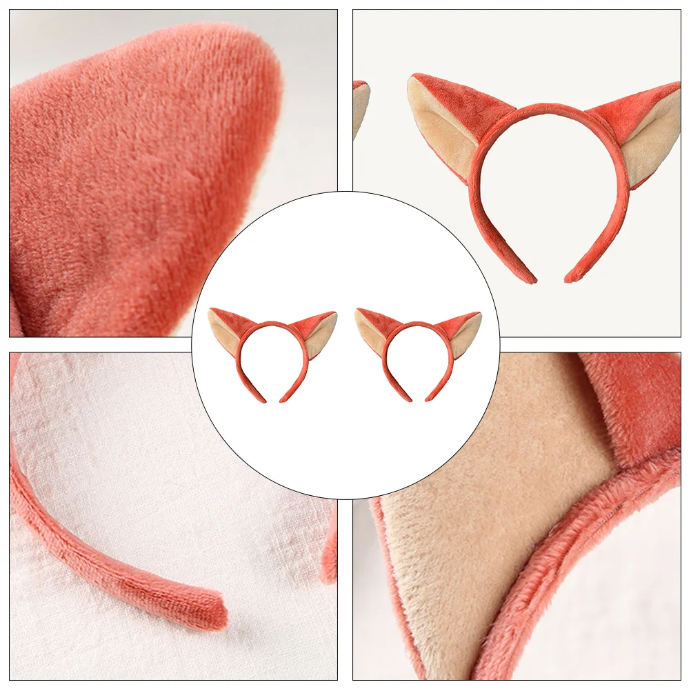 2 Pcs Ear Hair Hoop Animal Fox Ears Headband Girls Headbands Foxes Plush Headpiece Kids