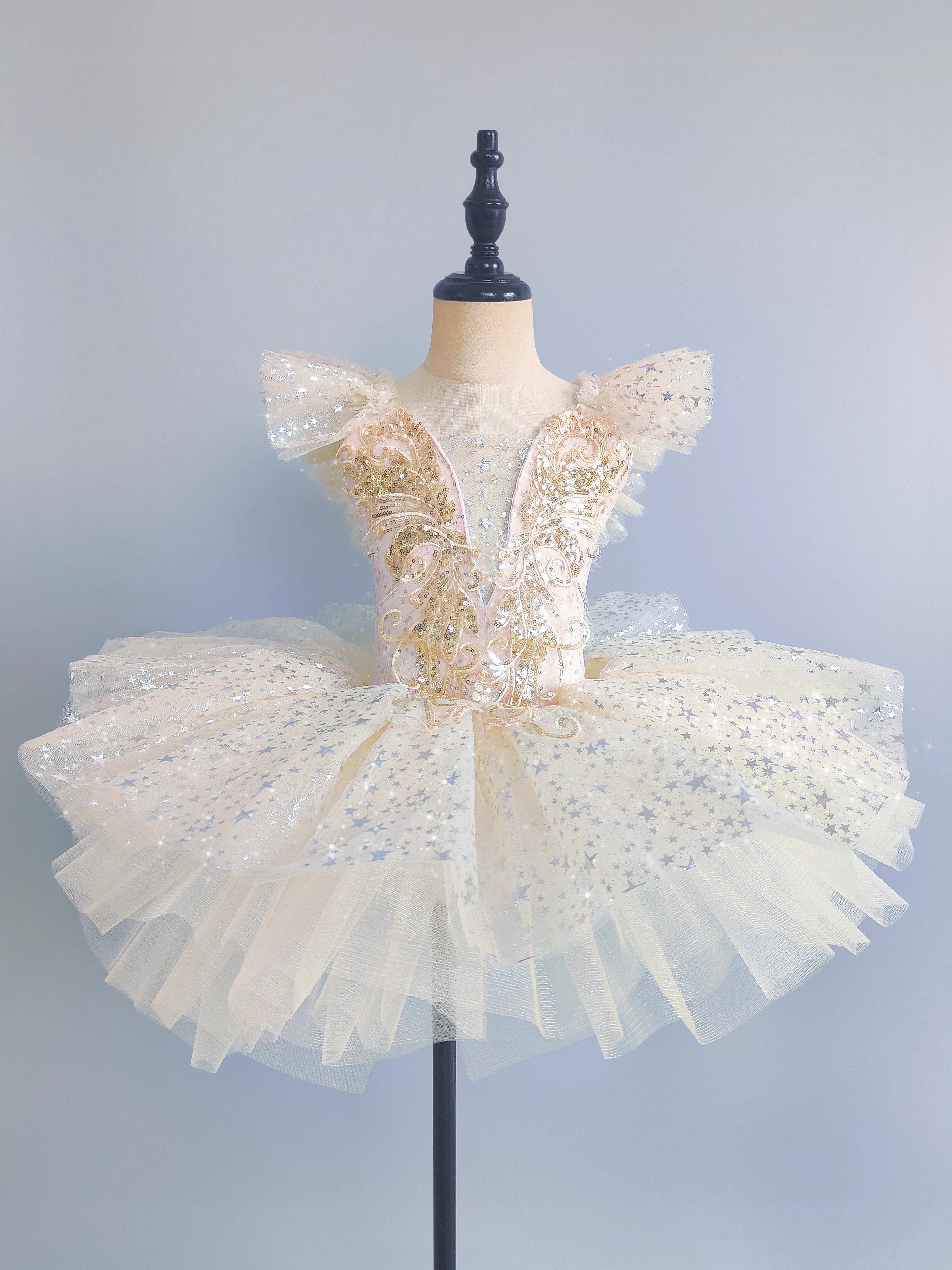 Golden ballet tutu dress Girls Jazzdance costumes children ballerinas tutu Outfits kidsBallroom dance Clothes