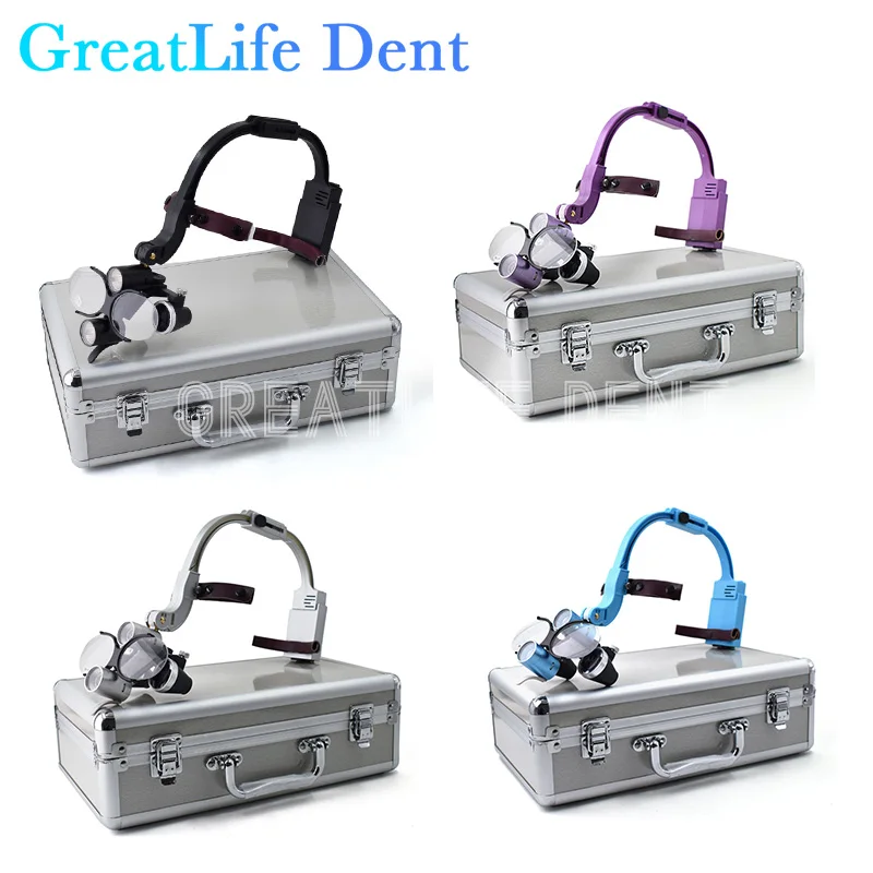 GreatLife Dent Dental LED 5W Head Light Lamp 2.5X 3.5X Dentisit Surgical Headlight Magnification Binocular Loupes Lab Dentistry