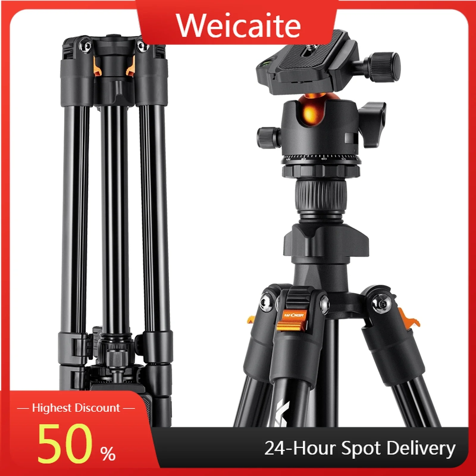 KF09.101 Compact Travel Magnesium Aluminum Professional Tripod Flexible Corrosion Resistant 57-SYA0020150 Portable Camera Holder