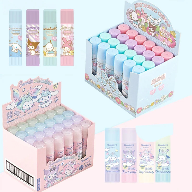 4/24pcs Sanrio Solid Glue Hellokitty Kuromi Pachacco Super Strong Adhesives Glue Stick Student School Office Stationery Supplies