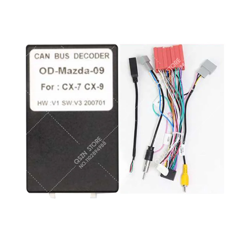 QSZN For Mazda CX-9 CX 9 2007 - 2008 2009 2015 Android Car Radio Canbus Box Decoder Wiring Harness Adapter Power Cable OD-MZD-09