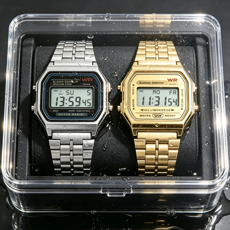 Montre pour femmes et hommes, or, argent, vintage, LED, numérique, sport, militaire, montres-bracelets électroniques, cadeau numérique, promotion masculine