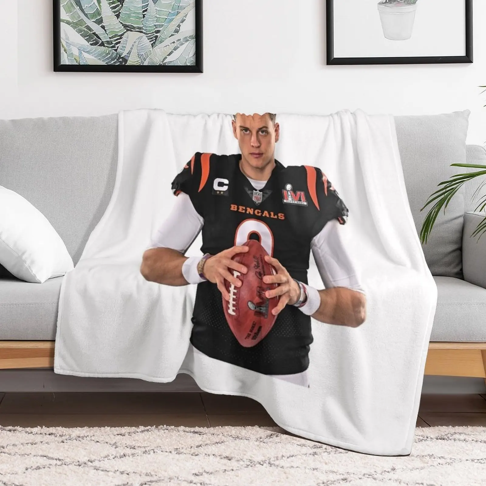 Natural Soccer League Overcome Yourself Joe Burrow Graphic Gift Throw Blanket Heavy Comforter anime Blankets