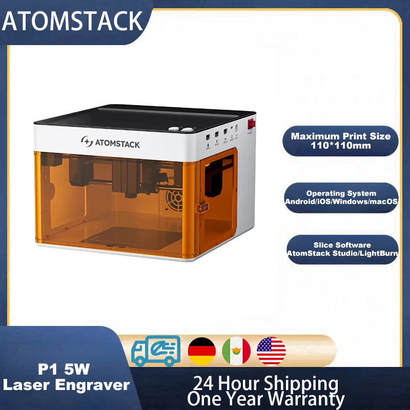 Atomstack P1 5W Laser Engraver Engraving Machine Work Area 110*110mm Portable Laser Cutting And Wood Bamboo Paper Cutter