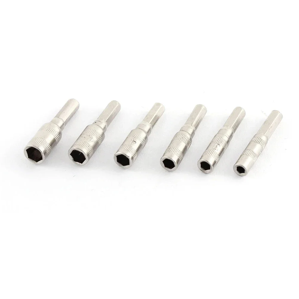 6Pcs 6 Points Hex Shank Socket 2.5/3/3.5/4/4.5/5mm H4 Nut Driver Hand Tool For Woodworking Socket Wrenches Tool Parts