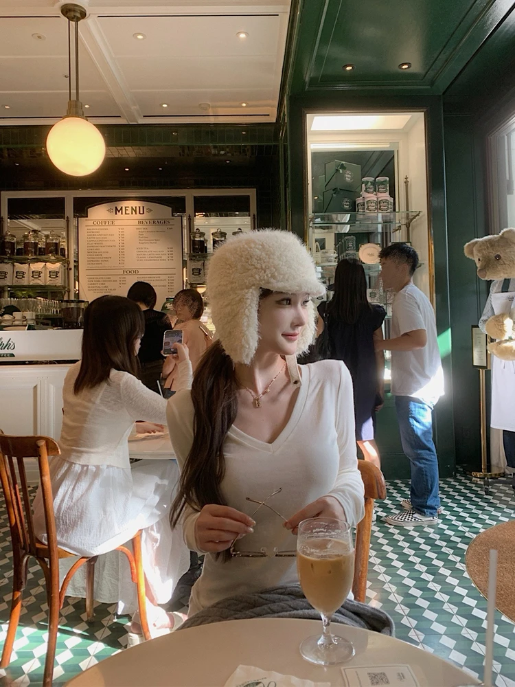 

JMOP шелковая шерстяная футболка с v-образным вырезом, женская дизайнерская осенне-зимняя внутренняя одежда, длинный топ све, Cleanfit, утягивающий сле