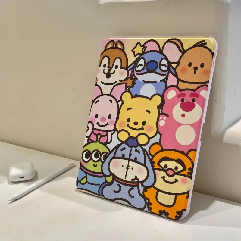 Disney's Friends Cute Cartoon 360° Rotating Stand Tablet Case for iPad Pro 11/12.9/13in Air 6/7/8 11/13in M2 M3 M4 M5 2026 Cover
