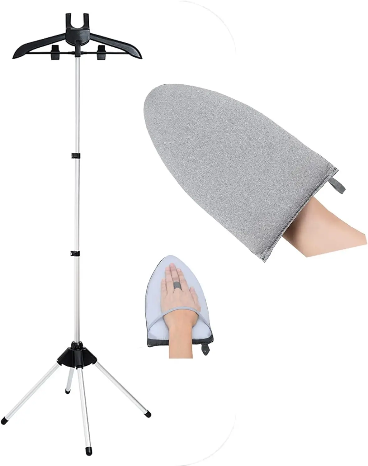 

Clothes Steamer Stand Hanger with Steamer Ironing Glove for Steaming Clothes, Handheld Garment Steamer Rack with Grey Mi