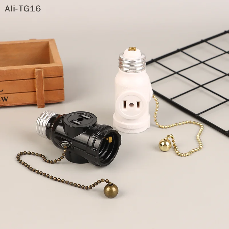 أبيض أسود الباكليت L5-15R الولايات المتحدة إلى E26 ضوء لمبة المقبس مع 15 سنتيمتر سحب سلسلة التبديل أمريكا حامل مصباح تحويل قاعدة