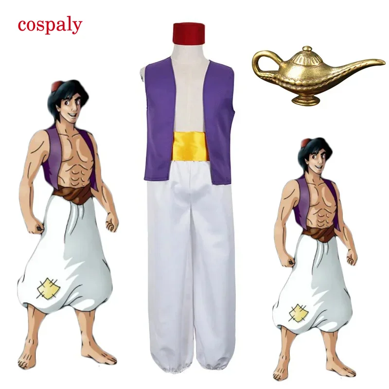 Una lámpara de Aladino para niños y adultos, disfraz de Príncipe, hombres, disfraz de Aladino, disfraz de Anime de Halloween, disfraces de Príncipe Adam