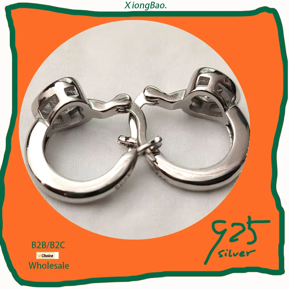 

Clasp Hoops Earring for Women Wedding New Korean Style 925 Sterling Silver Elegance Zircon Hoop Earrings Simple Ear Jewelry 2026