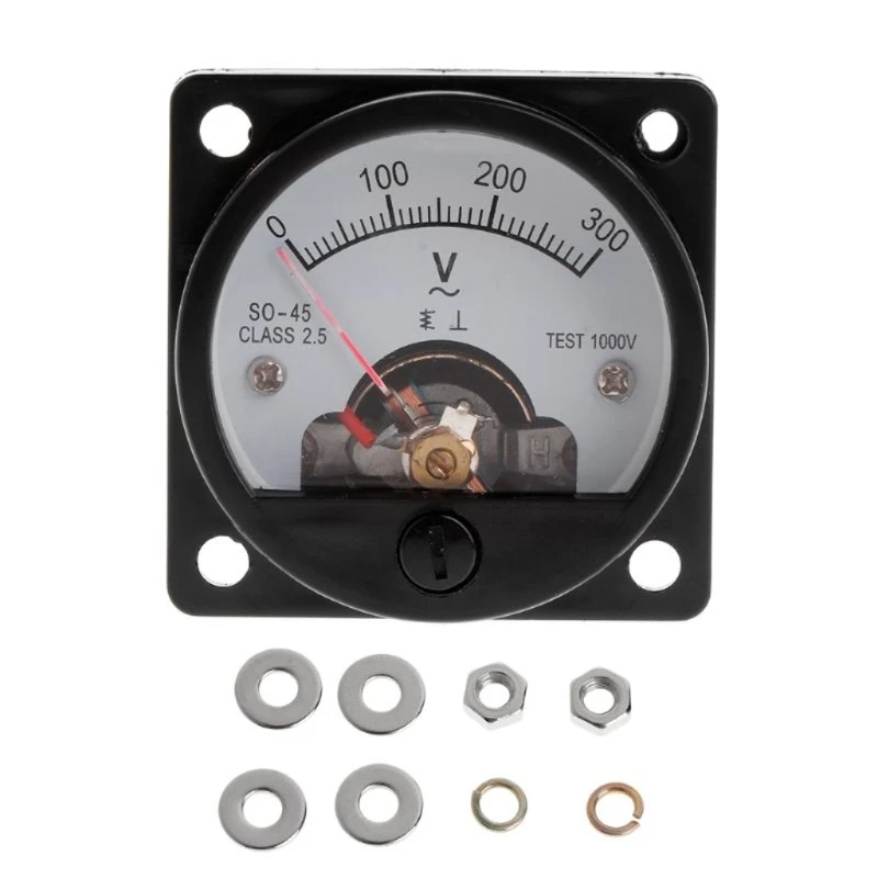 5Pcs SO-45 Round Analog Dial 0-300V Panel Meter Voltmeter with Clear Scale for Data Center Computer Rooms Accurate