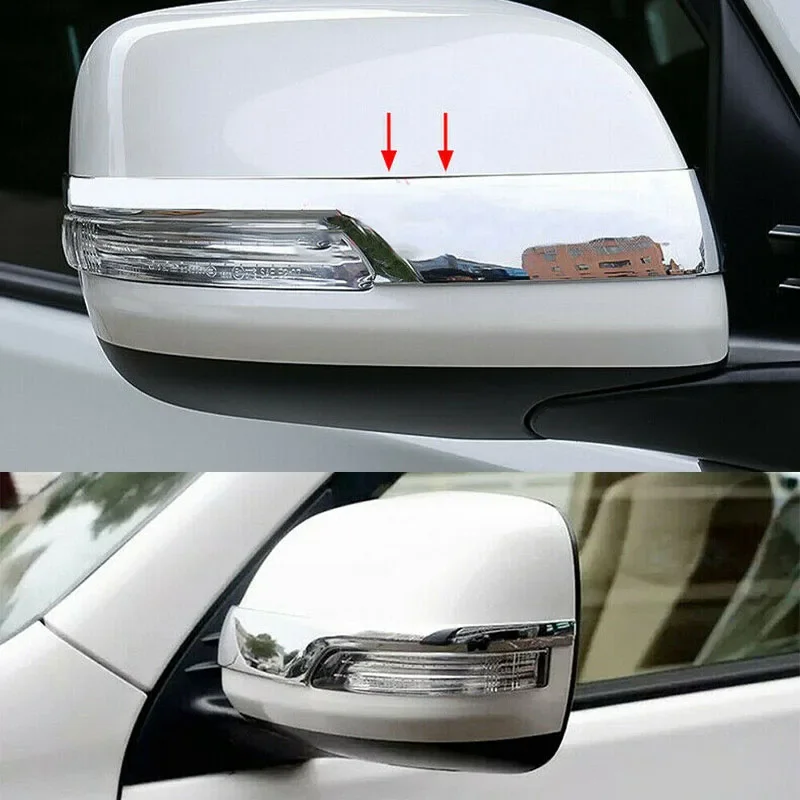 For Toyota Land Cruiser 150 Prado FJ150 2018 2019 2020 2021 Chrome Rearview Mirror Stripes Cover Trim Cover Frame Trim ABS Car