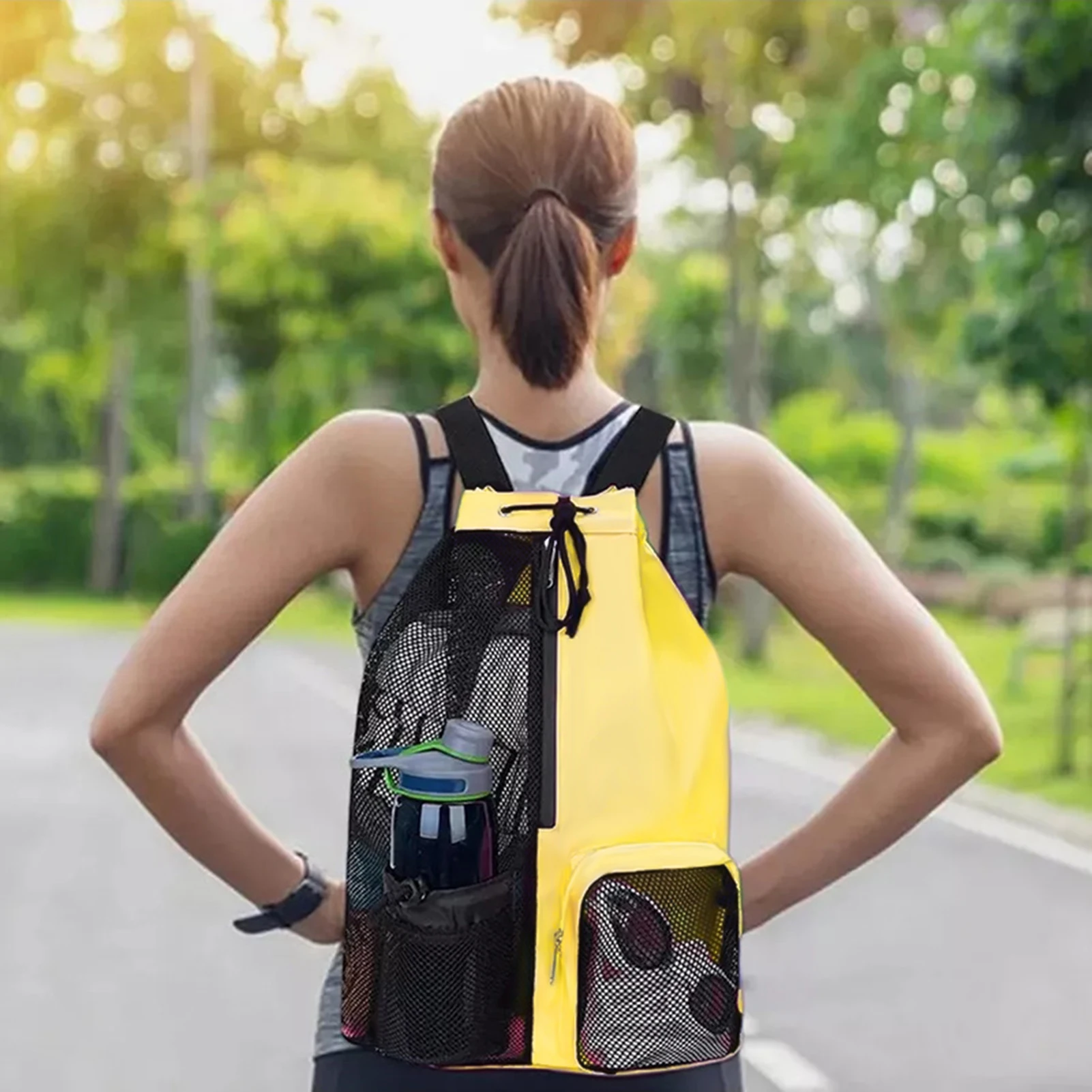 

Сетчатые пляжные сумки для плавания, легкая и большая вместительная пляжная сумка для хранения для кемпинга, пешего туризма