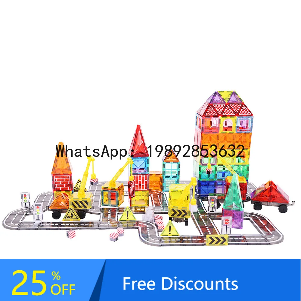 Cross-Border Magnetic Building Blocks Strong Magnets Road Magnetic Sheets Construction Crane Colorful Window Magnetic Sheets