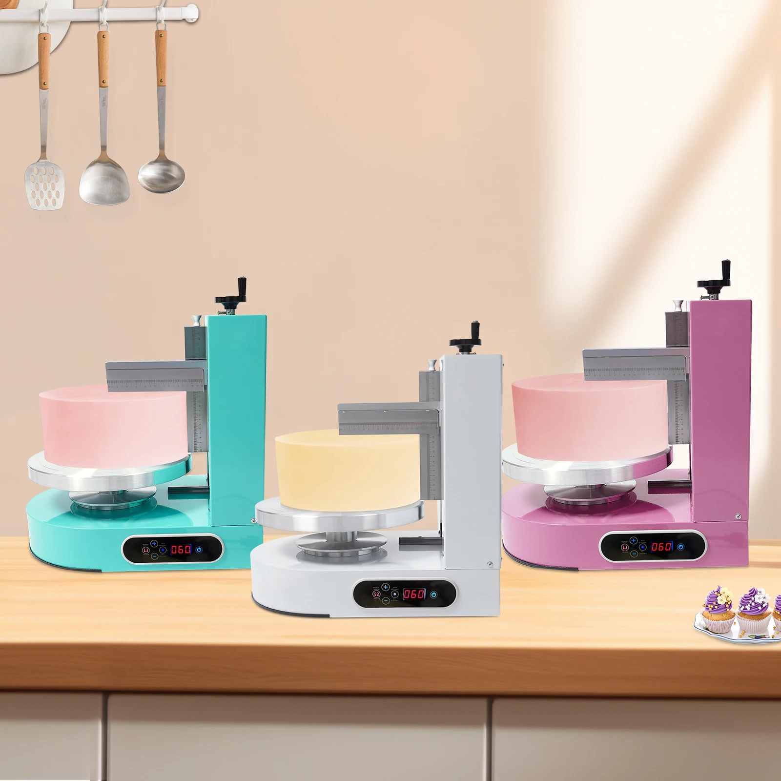 

Automatic 200W Birthday Cake Cream Smooth Coating Decoration Machine for 4-12in Cakes Cake Cream Spreading Machine 3 Colors