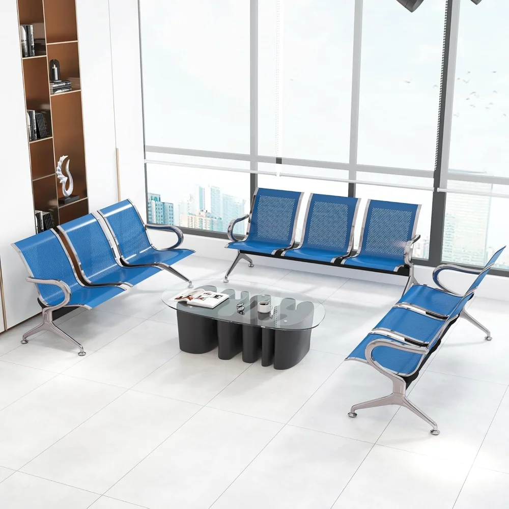 

Set of 3 Office Chair - 3-Seat Reception Guest Chairs Waiting Room Bench for Airport Hospital Bank Salon Barber Hall Room