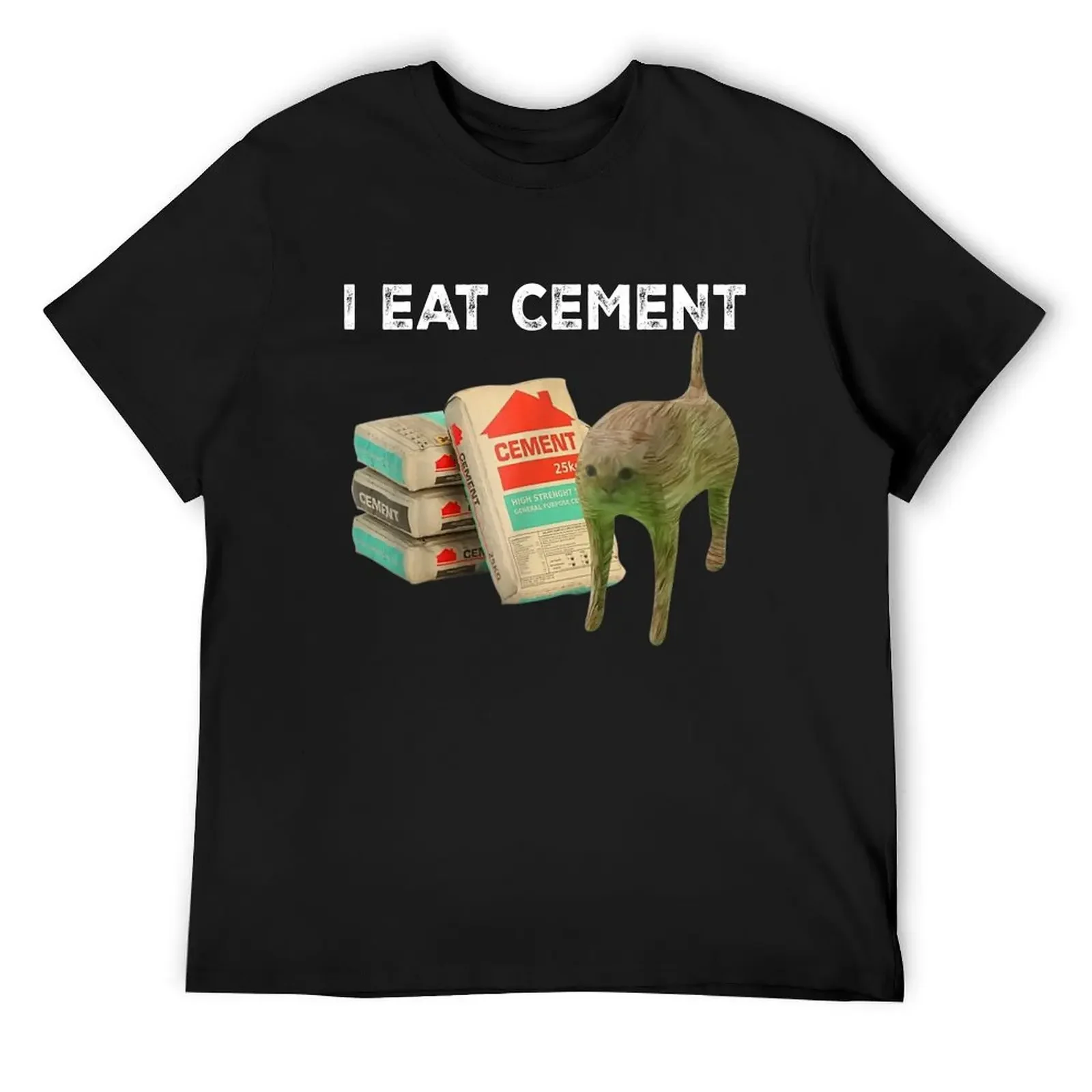 

I Eat Cement Cursed Cat - Oddly Specific Dank Meme T-Shirt heavyweights boys animal print anime stuff quick-drying men t shirts