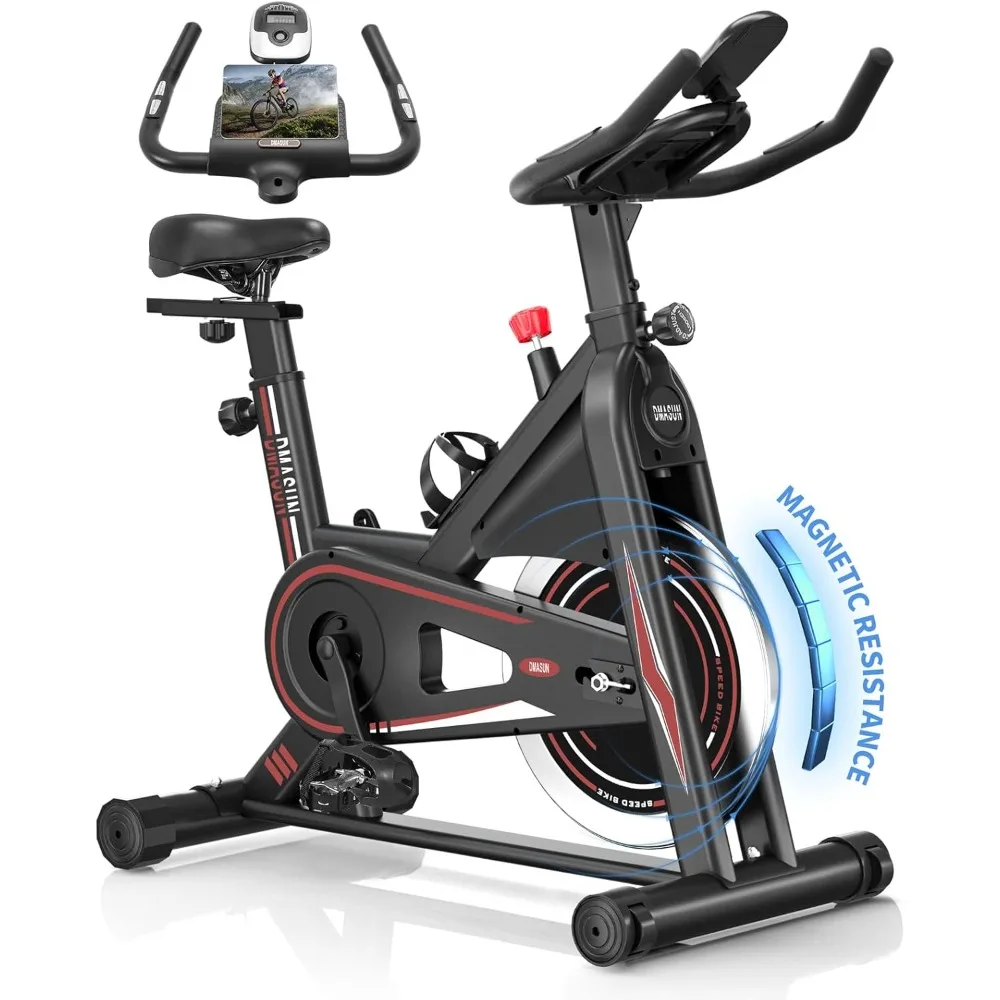 

Exercise Bike, Near Silent Magnetic Resistance Stationary Bike, Indoor Cycling Bike with Comfortable Seat Cushion