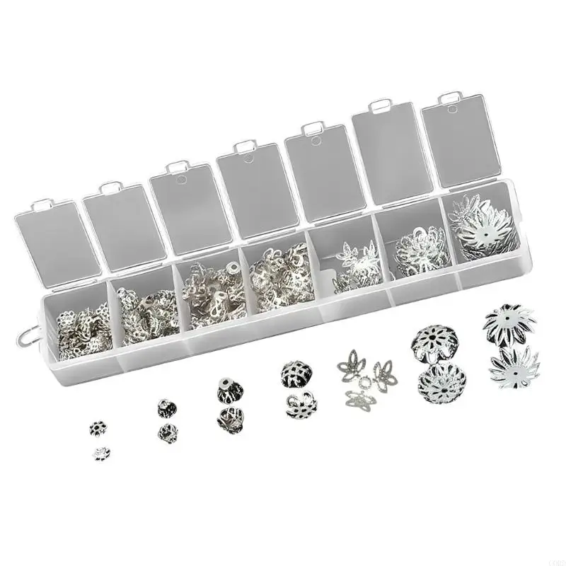 

CORD 300Pieces Jewelry Bead End Caps Set Metal Materials Seamlessly Designs For Pearls Crystals Gemstones Craft Projects