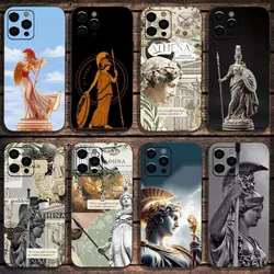 Abstract Greek Mythology Athena Phone Case For Apple iPhone 15,14,13,12,11,Pro,X,XS,Max,XR,Plus,Mini Soft Black Cover