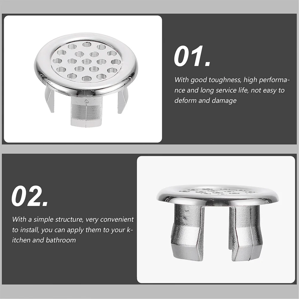 15pcs Sink Caps Basin Overflow Covers Round Hole Cover For Bathroom Kitchen Replacement Overflow Cap Easy Install No Tools Drain
