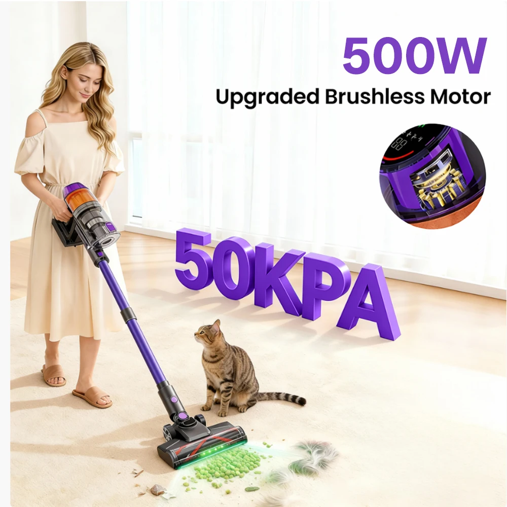 COTIAR R11 Akku-Staubsauger für zu Hause, 500 W 50 kPa Saugleistung, leichter Staubsauger, 60 Minuten Laufzeit, LED-Anzeige, 3 HEPA-Filter – Detail 4