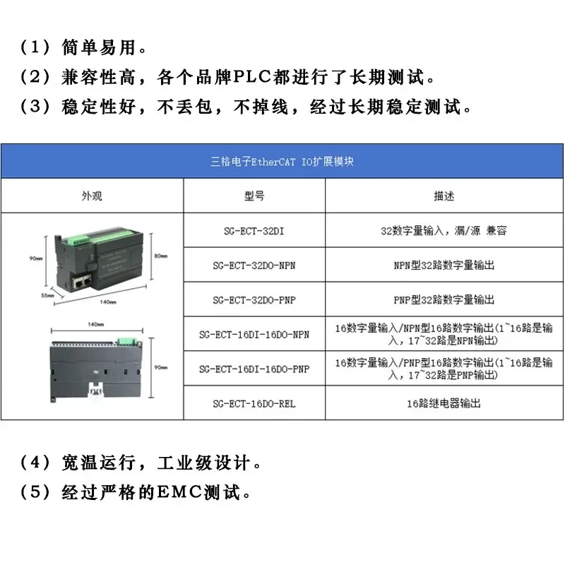 EtherCAT Module IO à distance intégré Module d'extension PLC carte de base Acquisition de données 32 canaux quantité numérique