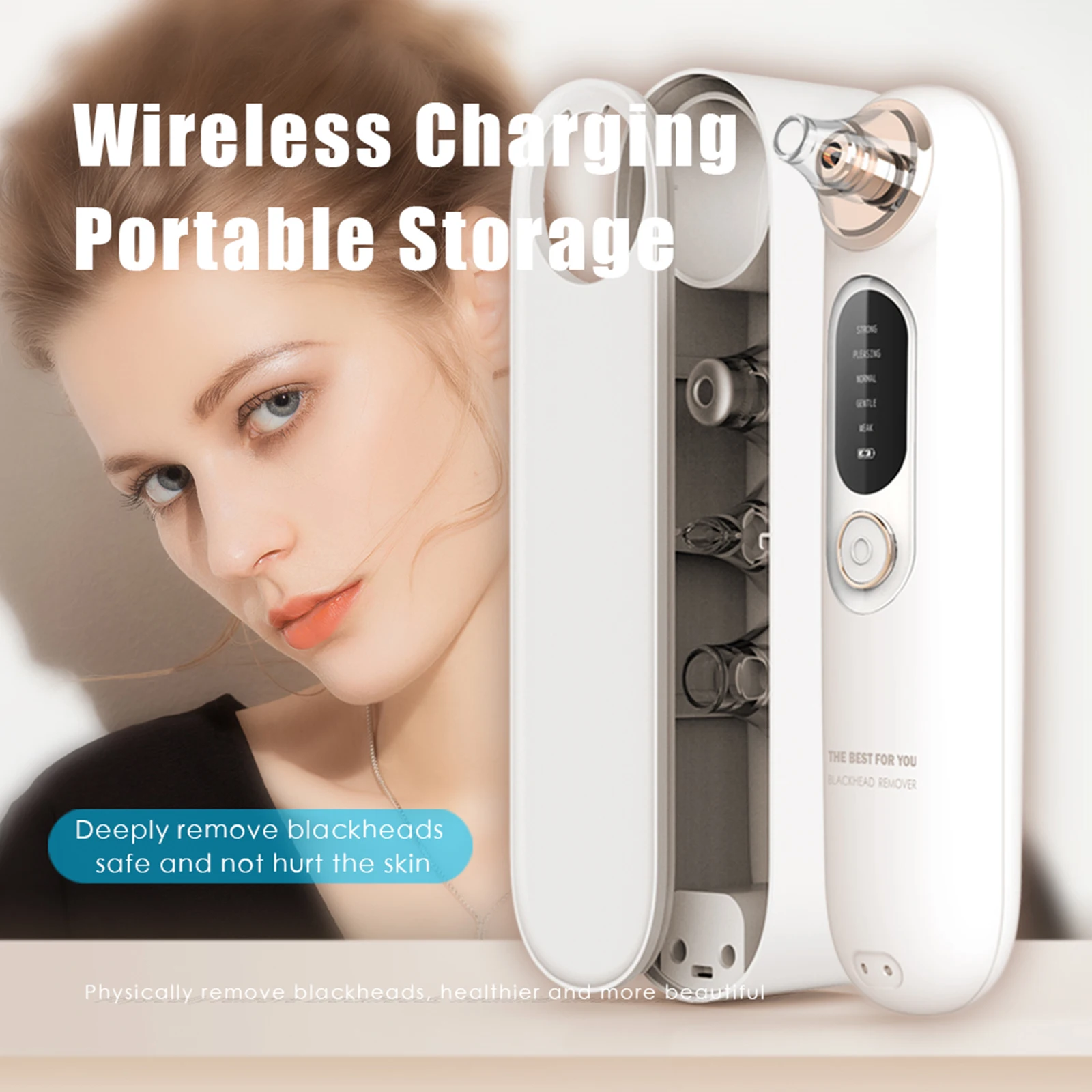 مكنسة كهربائية لإزالة الرؤوس السوداء لمسام الوجه ومستخرج الرؤوس السوداء 5 مستويات شفط قابلة للتعديل 3 مجسات طقم مكنسة كهربائية للمسام