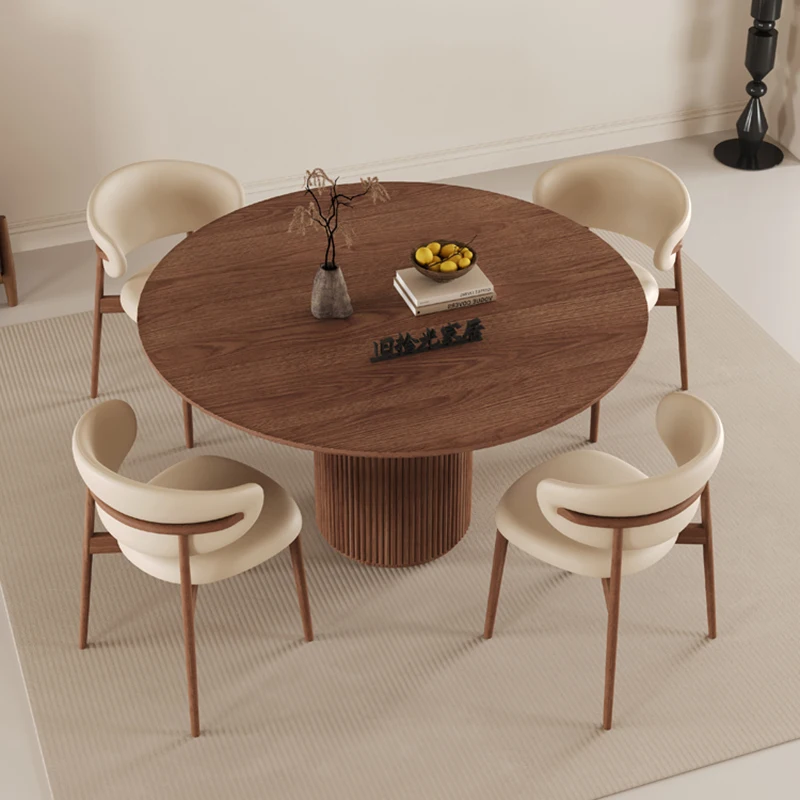 

Nordic Wabi-sabi Dining Tables Modern Living Room Black Kitchen Round Table Luxury Dining Room Furnitur Mesas Redondas FYDT