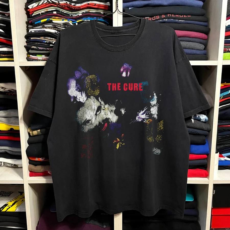 The Cure 1989 Prayer Tour Washed Black Tee Tshirt Y2K Style Underground Print Loose Fit Retro Grunge