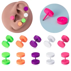 1/5pcs Multicolor Stainless Steel Screw Dumbbell Ear Stud Earrings Punk Barbell Piercing Fake Cheater Ear Plugs For Man Women