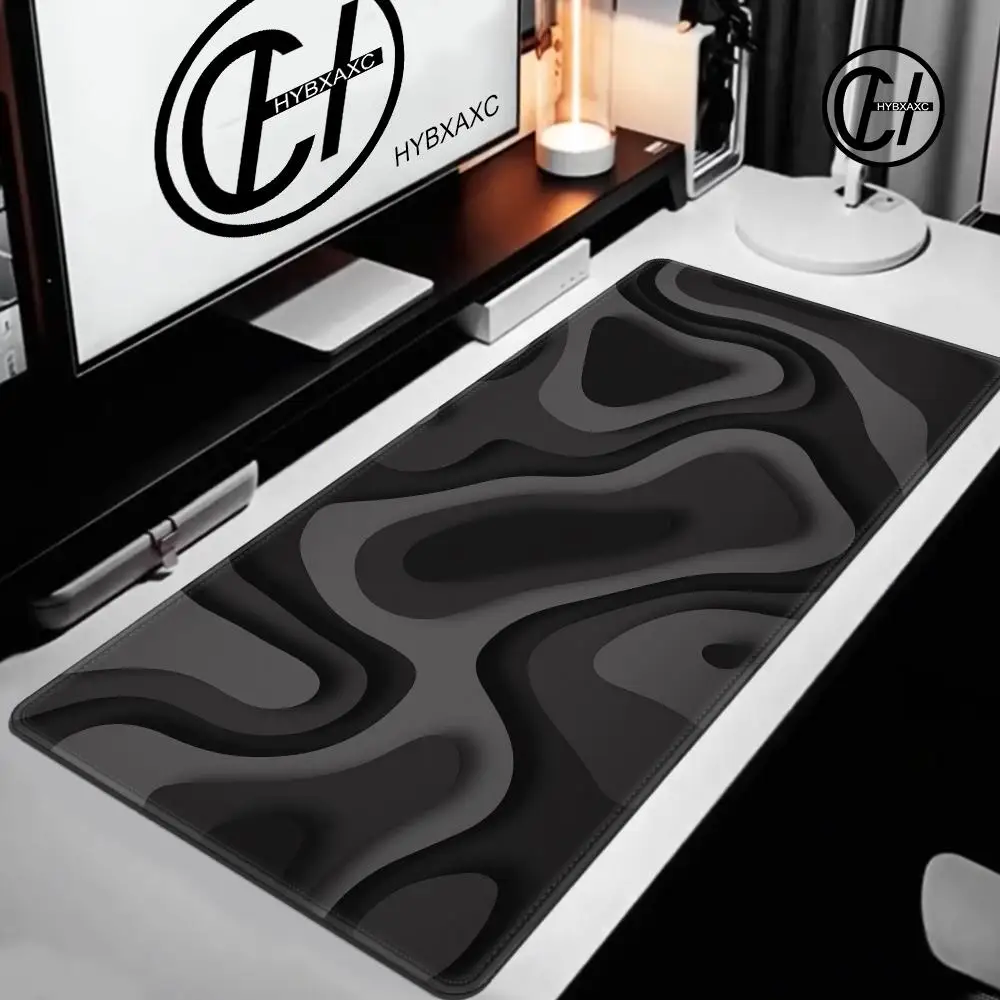 

Black and grey abstract art pattern design Mouse Pad Desk Mat with Stitched Edge Rubber anti-slip Gaming mat keyboard mouse pads