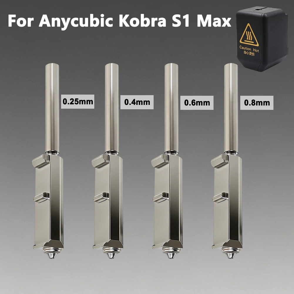 Für Anycubic Kobra S1 Max Düse mit Silikonsockel 0,25 0,4 0,6 0,8 Kobra S1 Max Combo Extruder Hot End 3D-Drucker Zubehör